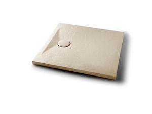 Receveur de douche Appia carré 80x80 en céramique effet pierre beige mat