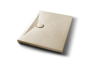 Receveur de douche Appia rectangulaire 100x70 en céramique effet pierre beige mat