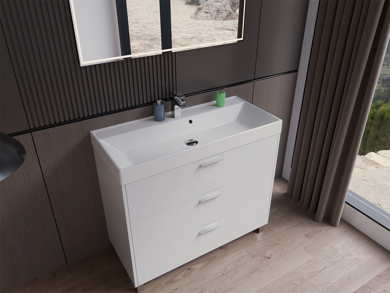 lavabo a colonna con mobile