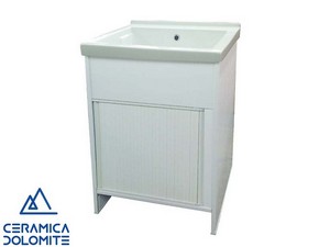 Mobile Lavatoio RENO 61x50 cm in PVC da Esterni con Lavabo DOLOMITE REVINE in Ceramica Bianco