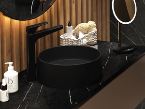 Lavabo da appoggio Silia Ø36 cm Granite Nero Assoluto