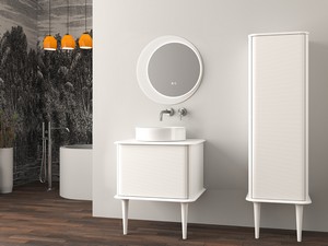 Meuble salle de bains ATLAS L64 cm à poser avec 1 tiroir et plan - finition blanc mat