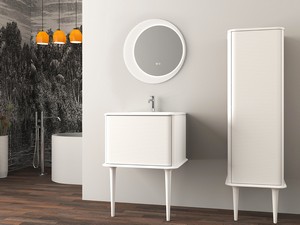 Meuble salle de bains ATLAS L64 cm à poser avec 1 tiroir et lavabo Unitop en résine - finition blanc mat