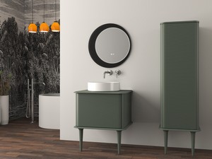 Meuble salle de bains ATLAS L64 cm à poser avec 1 tiroir et plan - finition vert mat