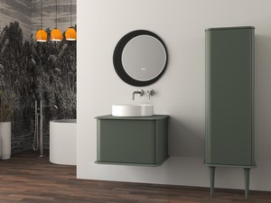 Mobile Bagno ATLAS L64 cm sospeso con 1 Cassetto e Toppino - finitura Verde Opaco