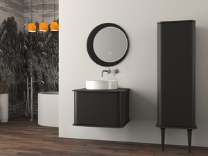 ATLAS BATHROOM CABINET L64 CM WALL-HUNG WITH 1 DRAWER AND PATCH - MATT BLACK FINISH