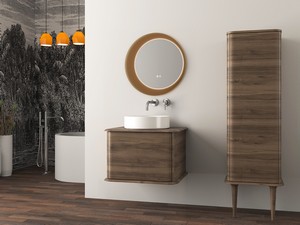 ATLAS BATHROOM CABINET L64 CM SUSPENDED WITH 1 DRAWER AND PATCH - MATT WALNUT FINISH