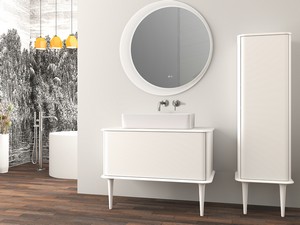 Meuble salle de bains ATLAS L98 cm à poser avec 1 tiroir et plan - finition blanc mat