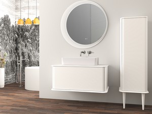 Meuble salle de bains ATLAS L98 cm suspendu avec 1 tiroir et plan - finition blanc mat