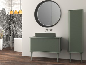 Meuble salle de bains ATLAS L98 cm à poser avec 1 tiroir et plan - finition vert mat