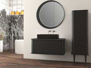 ATLAS BATHROOM CABINET L98 CM WALL-MOUNTED WITH 1 DRAWER AND PATCH - MATT BLACK FINISH