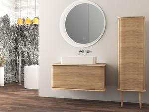 ATLAS BATHROOM CABINET L98 CM SUSPENDED WITH 1 DRAWER AND PATCH - MATT TOBACCO OAK FINISH