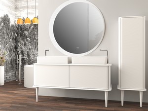 Mobile Bagno ATLAS L144 cm a terra con 2 Cassetti e Toppino - finitura Bianco Opaco