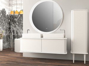 ATLAS BATHROOM CABINET L144 CM SUSPENDED WITH 1 DRAWER AND PATCH - MATT WHITE FINISH