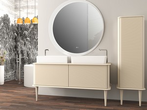 ATLAS BATHROOM CABINET L144 CM FLOOR-STANDING WITH 1 DRAWER AND PATCH - MATT COTTON FINISH