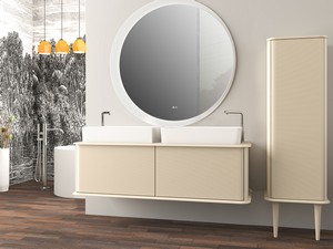 ATLAS BATHROOM CABINET L144 CM SUSPENDED WITH 1 DRAWER AND PATCH - MATT COTTON FINISH