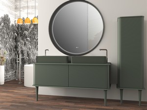 ATLAS BATHROOM CABINET L144 CM WALL-HUNG WITH 1 DRAWER AND PATCH - MATT GREEN FINISH