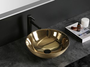 Lavabo da Appoggio Scrivia Ø40xH15 in Ceramica Oro Lucido