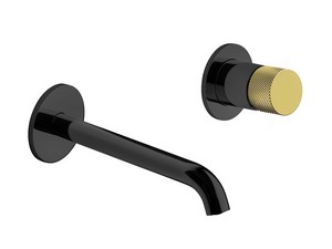 Unterputz Einhebelmischer für Waschbecken Dalila Mattschwarz mit PVD-Einsätzen Gold-satiniert