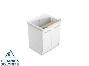 Mobile Lavatoio REVINE 75x61 cm con 2 Ante e Lavabo in Ceramica Bianco