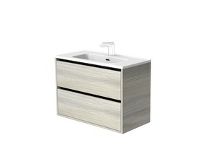 Meuble sous-vasque de salle de bains CAMPIGLIO 80/P39 cm 2 tiroirs effet bois gris