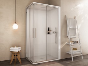 Cabina Doccia Multifunzione Mellow 140x90 Cromo Installazione Angolo Destro