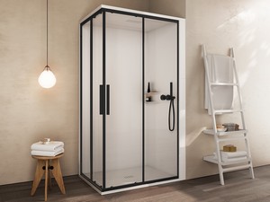 Cabina Doccia Multifunzione Mellow 120x80 Nero Installazione Angolo Destro