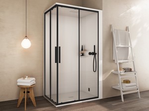 Cabina Doccia Multifunzione e STEAM Mellow 120x80 Nero Installazione Angolo Destro