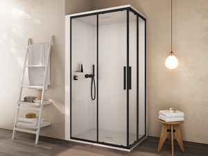 Cabina Doccia Multifunzione Mellow 120x80 Nero Installazione Angolo Sinistro