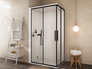 Cabina Doccia Multifunzione e STEAM Mellow 120x80 Nero Installazione Angolo Sinistro