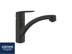 Mitigeur monocommande pour évier cuisine Grohe® Start bec bas noir mat