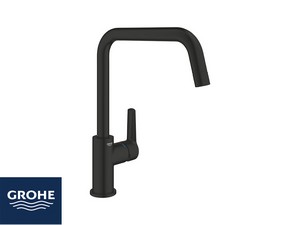 Mitigeur monocommande pour évier cuisine Grohe® Start bec haut noir mat