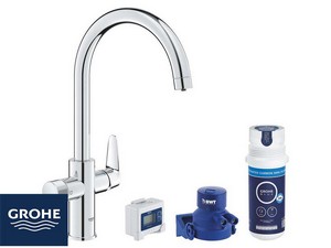 Mitigeur cuisine GROHE® BLUE PURE STARTCURVE avec filtre.