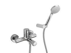 Bora single lever bathtub mixer with chrome hand shower support