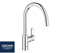 Mitigeur cuisine Grohe® Startloop, bec haut, chromé, avec douchette extractible