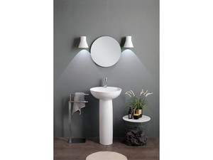 Lavabo avec colonne LE CIOTOLE Ø50xH88 cm avec trou mitigeur céramique blanc brillant