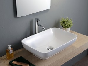 Waschbecken Le Ciotole, rechteckiges Design, 60x40x16 cm, aus glänzend weißer Keramik  