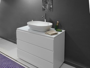 Waschbecken Le Ciotole, ovales Design, 60x40xH 16 cm, aus glänzend weißer Keramik  