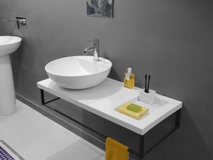 Console IL PIANO 100x46 cm en métal noir mat et plan en céramique blanc brillant