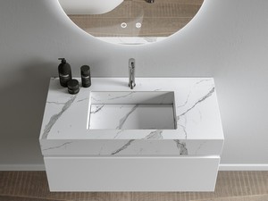Profil Unitop Basin 100x49xH14 cm in Statuary Marble Effect Porcelain Stoneware