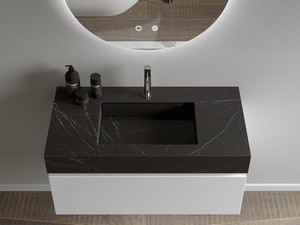 Profil Unitop Basin 100x49xH14 cm in Marquinia Marble Effect Porcelain Stoneware