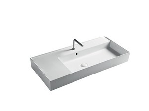 Lavabo Unitop Twenty vasque droite 101x46 cm blanc brillant