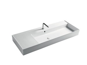 Lavabo Unitop Twenty vasque droite 121x46 cm blanc brillant