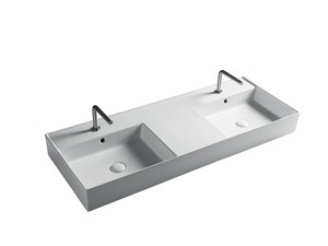 Lavabo Unitop Twenty double vasque 121x46 cm blanc brillant