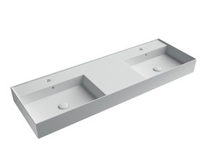 Lavabo Unitop Twenty double vasque 141x46 cm blanc mat