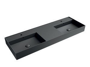 Lavabo Unitop Twenty double vasque 141x46 cm noir mat