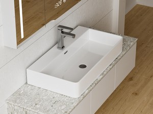 Aufsatzwaschbecken Serio 80x42xH13 cm aus Keramik Weiß glänzend