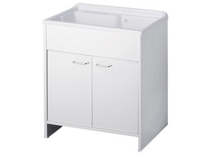 Meuble bac à laver Silvestro 80x50 cm en PVC blanc