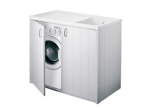 Meuble bac à laver Silvestro 109x60 cm en PVC blanc