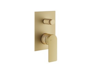 Gea Built-in Shower Mixer Plate with Diverter in Satin Gold